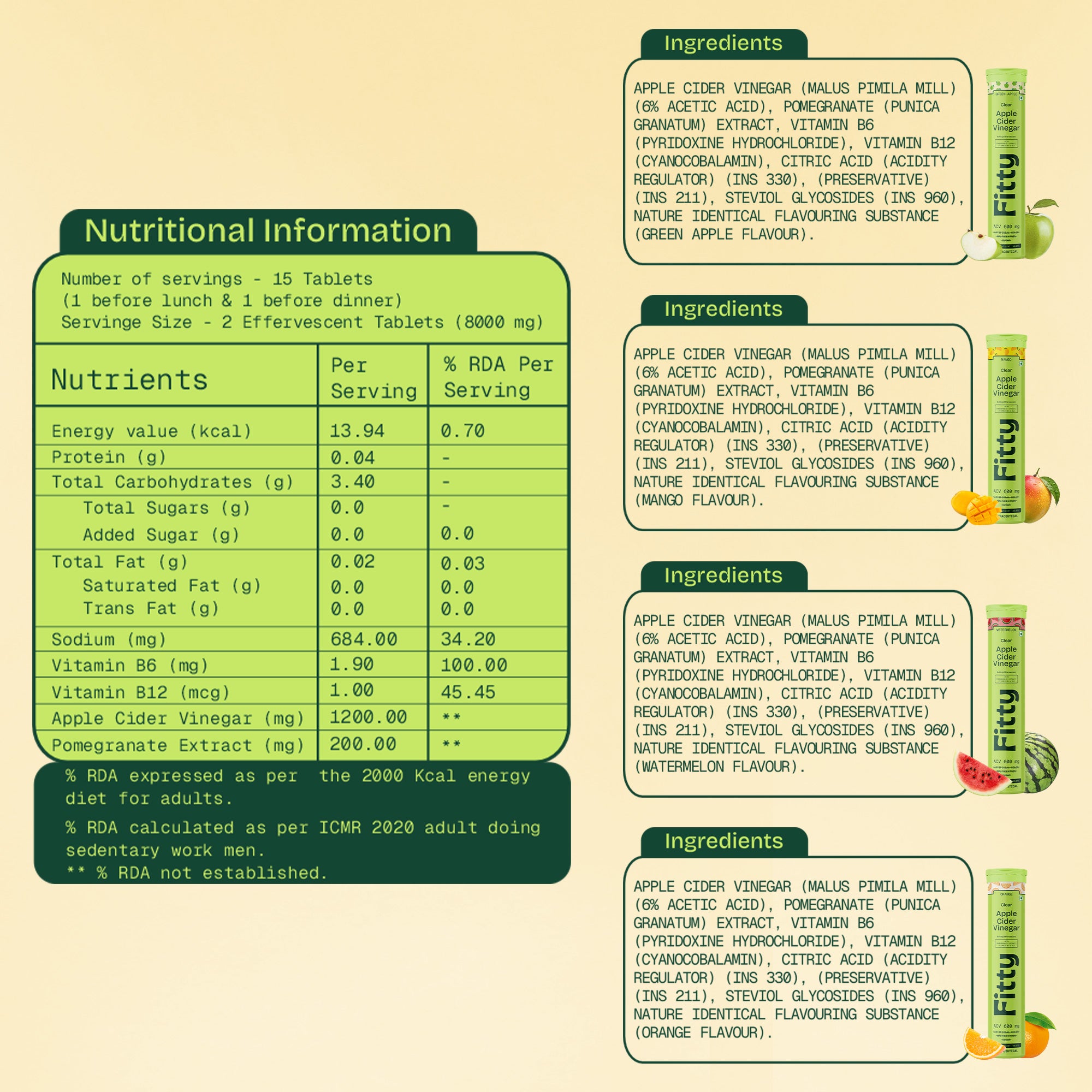 600mg Apple Cider Vinegar Fizz | Pack of 4