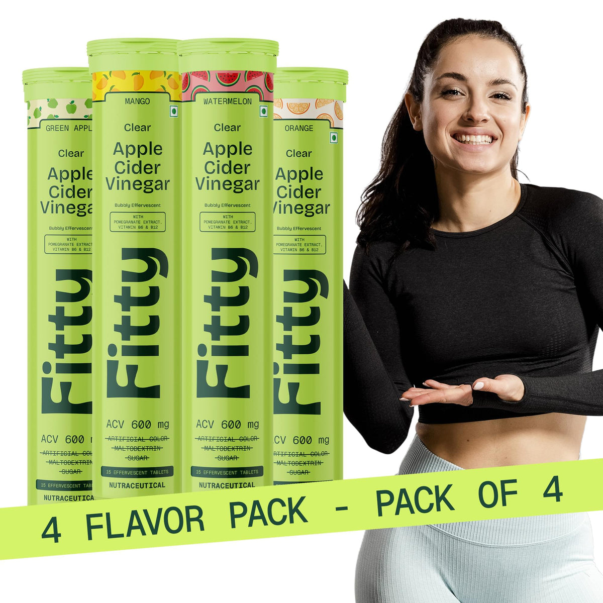 600mg Apple Cider Vinegar Fizz | Pack of 4 | FREE 1-month Diet Plan