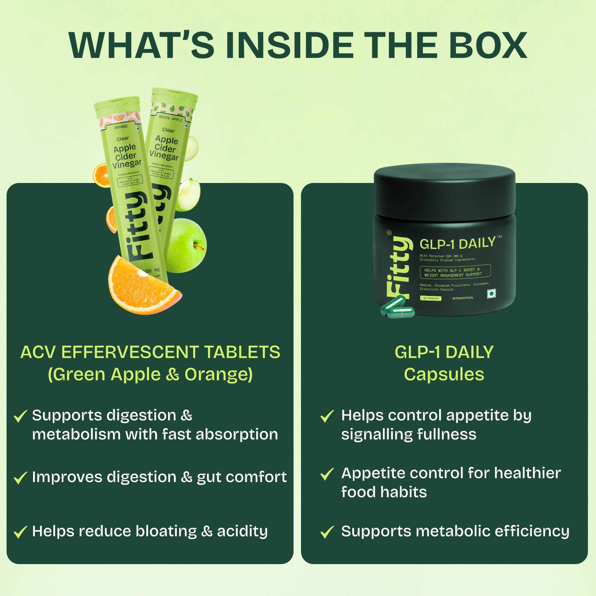 Image of Fitty GLP plus ACV weight loss booster pack