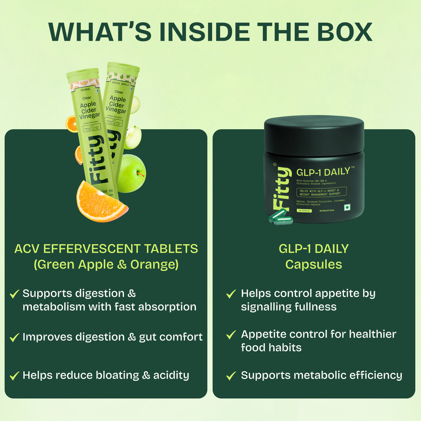 Fitty Appetite & Craving Control Combo (GLP-1 + ACV) | Celebrity-Inspired | FREE 30-Day Diet Plan