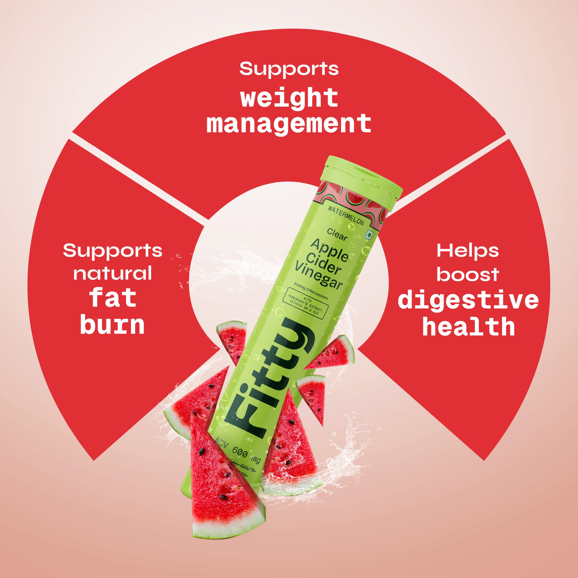 600mg Apple Cider Vinegar Fizz | Watermelon | Pack of 4
