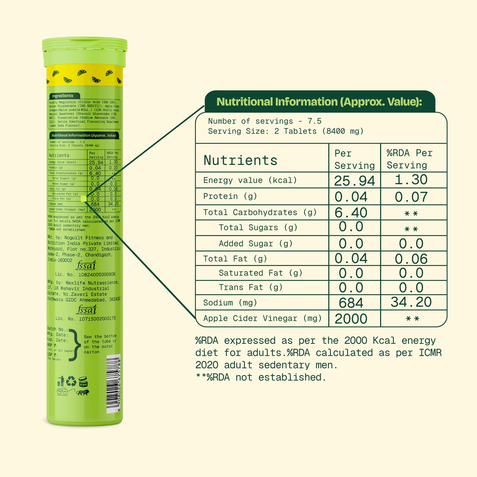 2000mg Apple Cider Vinegar Fizz | Pack of 4 | FREE 1-month Diet Plan