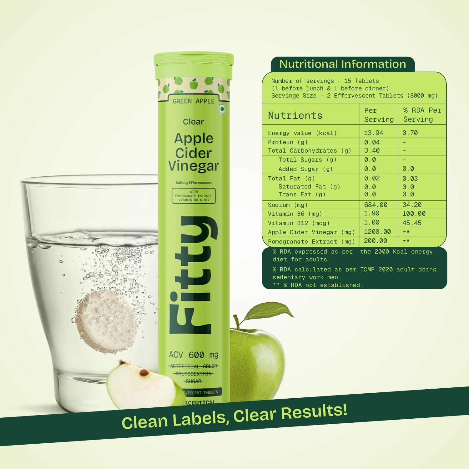 600mg Apple Cider Vinegar Fizz | Pack of 4 | FREE 1-month Diet Plan