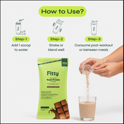 Fitty Fermented Yeast Protein Sachet for Weight Loss | 25g Protein | Pack of 7 | Chocolate (37g) | Free 1-Month Diet Plan