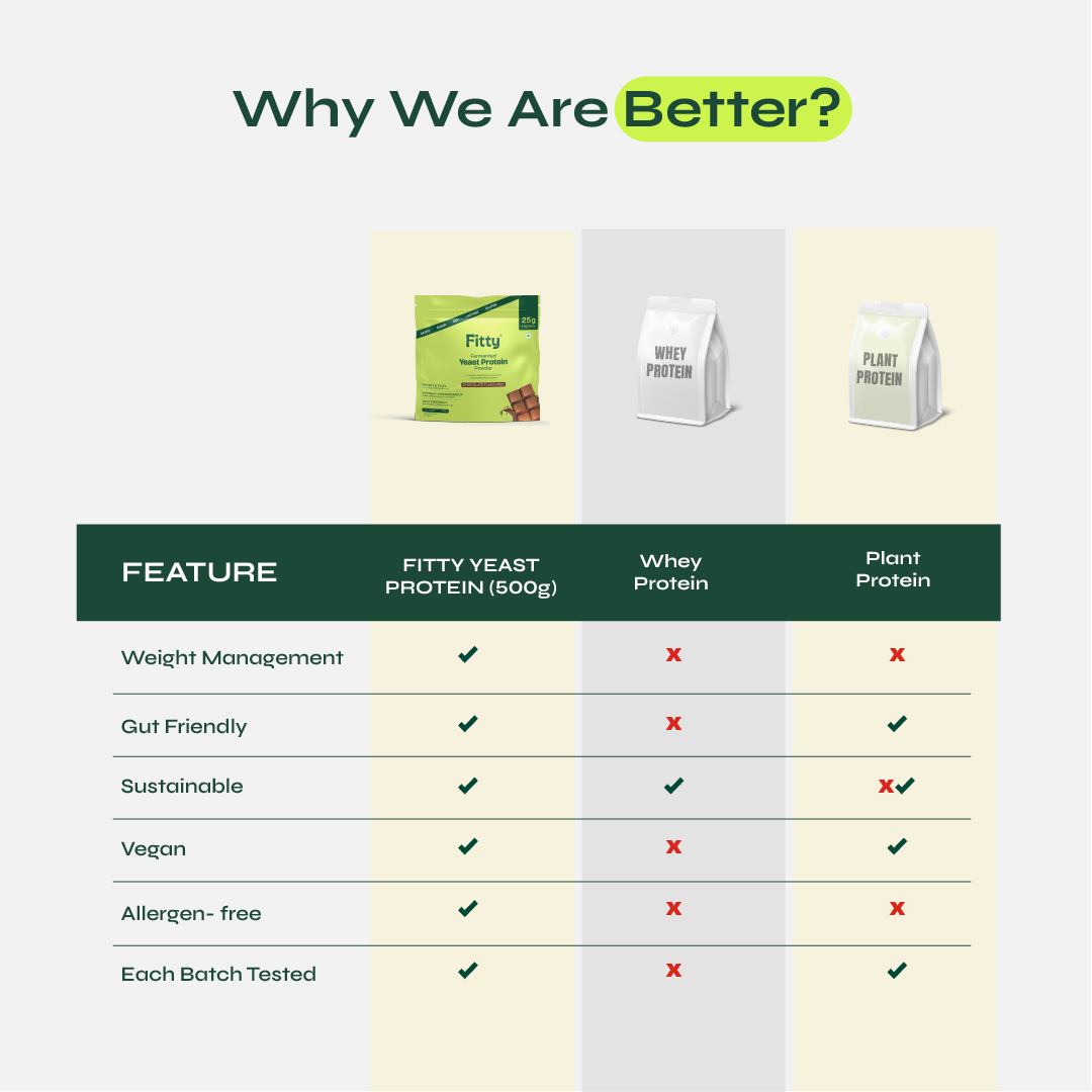 Image of Fitty Fermented Yeast Protein for Weight Loss | 25g Protein | Chocolate (500 g)