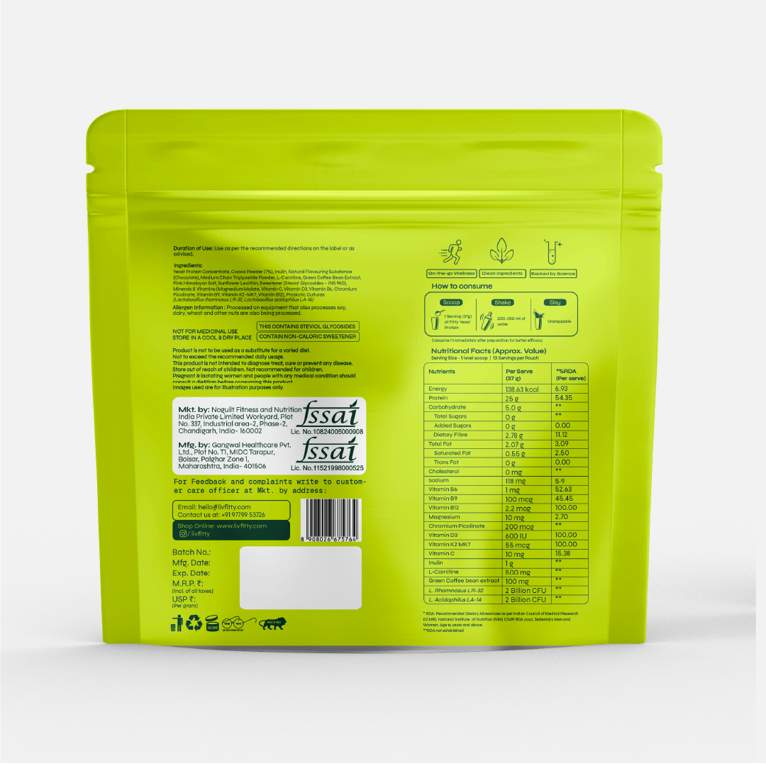 Image of Fitty Fermented Yeast Protein for Weight Loss | 25g Protein | Chocolate (500 g)