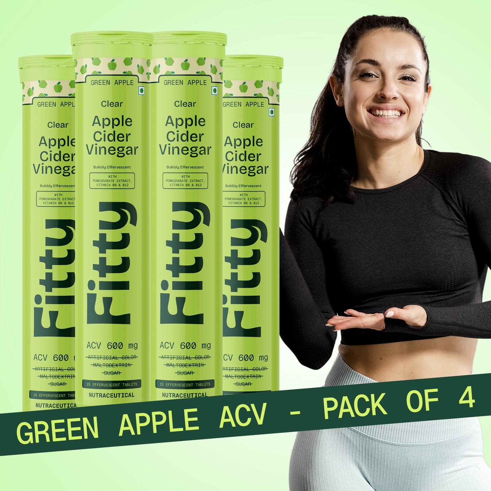 600mg Apple Cider Vinegar Fizz | Pack of 4 | FREE 1-month Diet Plan