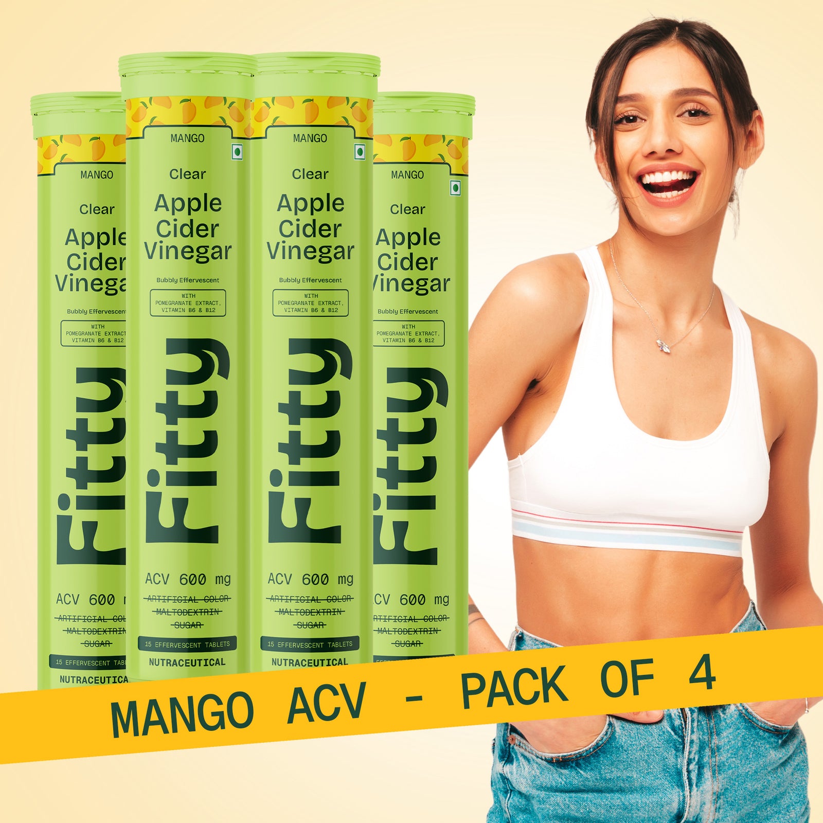 600mg Apple Cider Vinegar Fizz | Pack of 4 | FREE 1-month Diet Plan