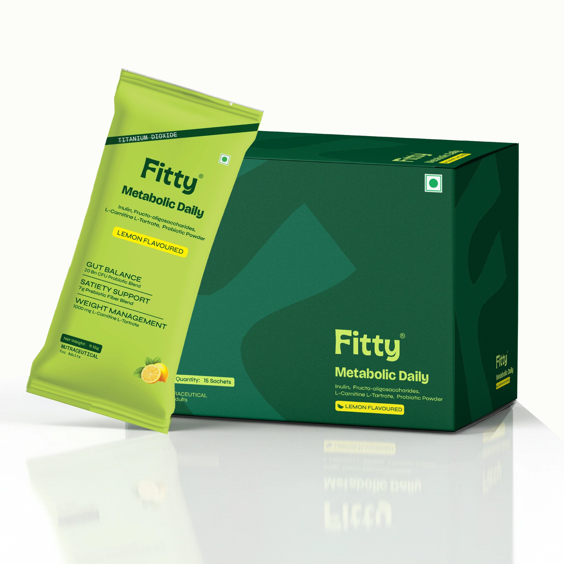 Fitty Metabolic Daily Prebiotic & Probiotic - Gut Health, Metabolism & Weight Management | 15 Sachets | FREE 1-month Diet Plan