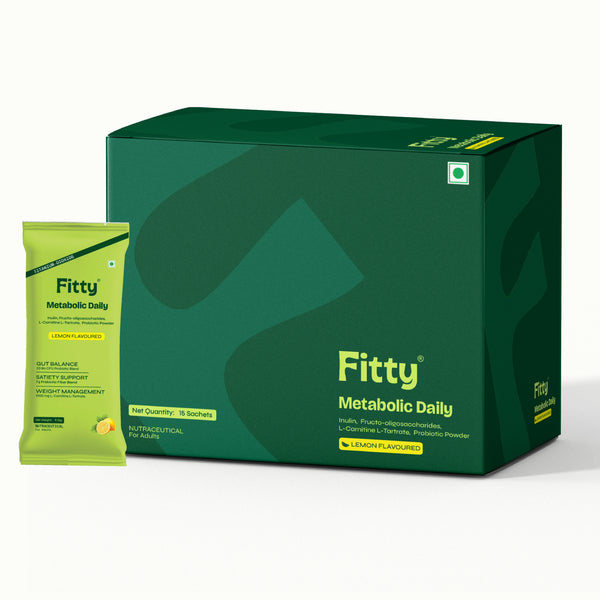 Fitty Metabolic Daily Prebiotic & Probiotic - Gut Health, Metabolism & Weight Management | 15 Sachets | FREE 1-month Diet Plan