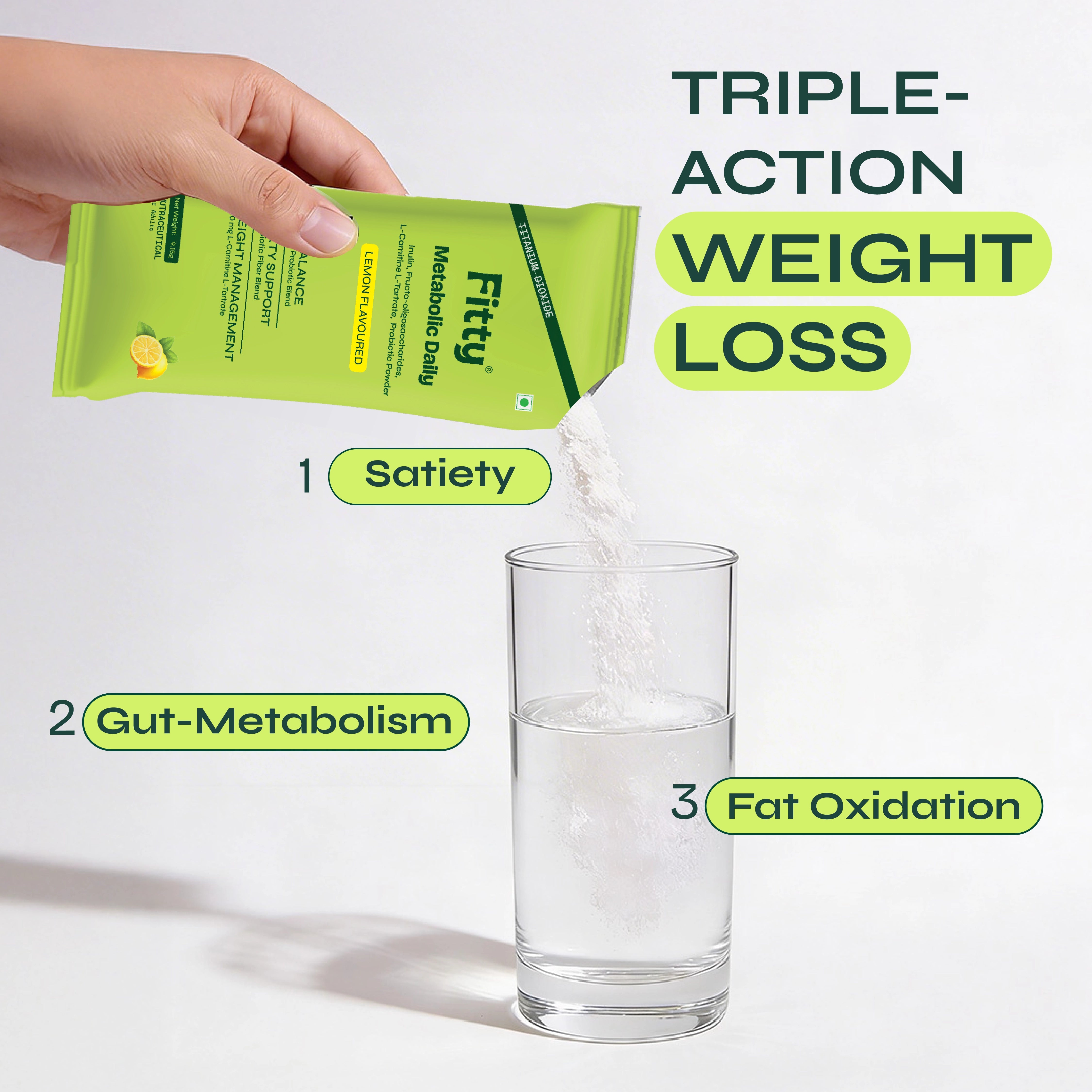 Image of Fitty Metabolic Daily Prebiotic & Probiotic - Gut Health, Metabolism & Weight Management | 15 Sachets | FREE 1-month Diet Plan