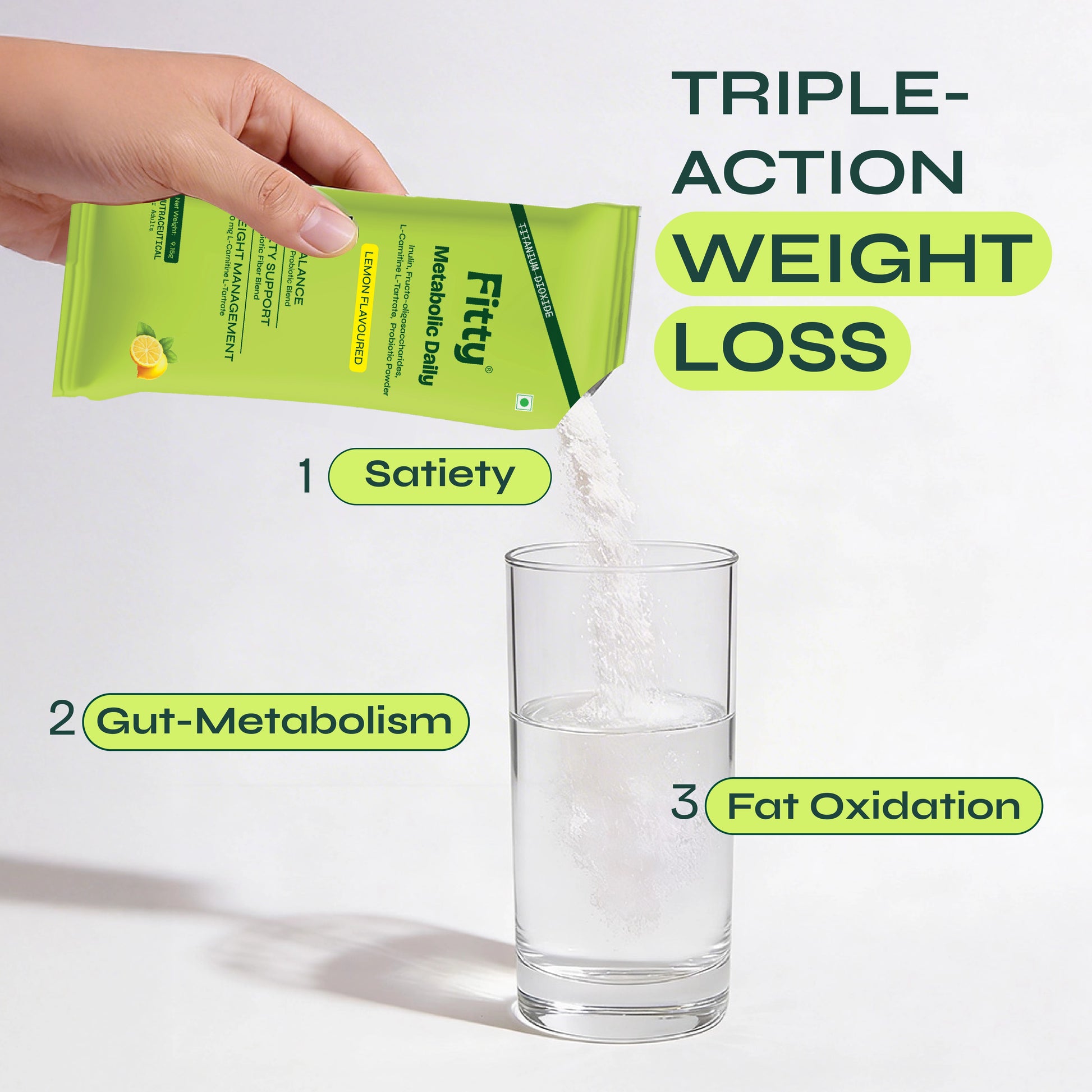 Fitty Metabolic Daily Prebiotic & Probiotic - Gut Health, Metabolism & Weight Management | 15 Sachets | FREE 1-month Diet Plan