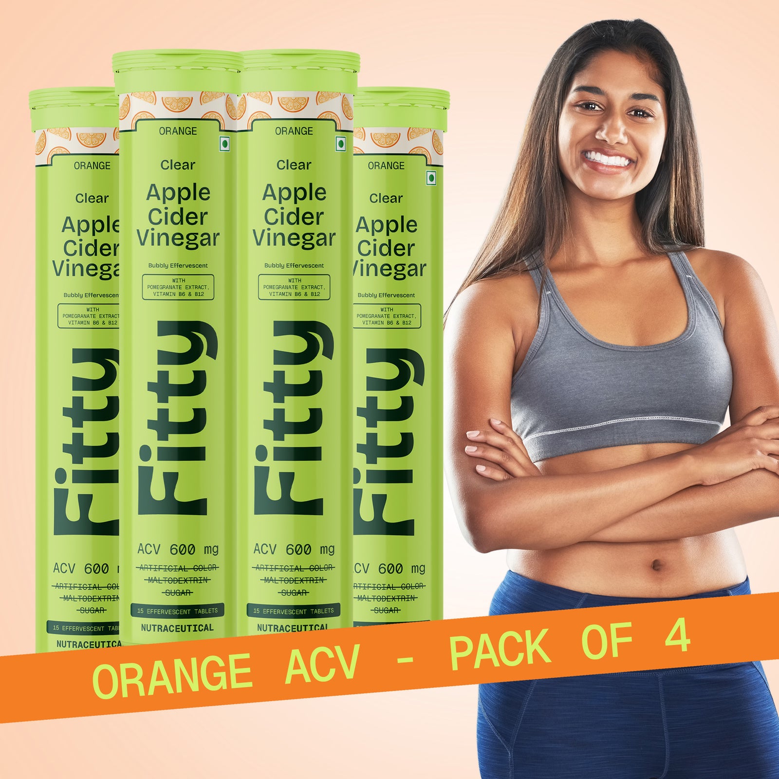 600mg Apple Cider Vinegar Fizz | Pack of 4 | FREE 1-month Diet Plan