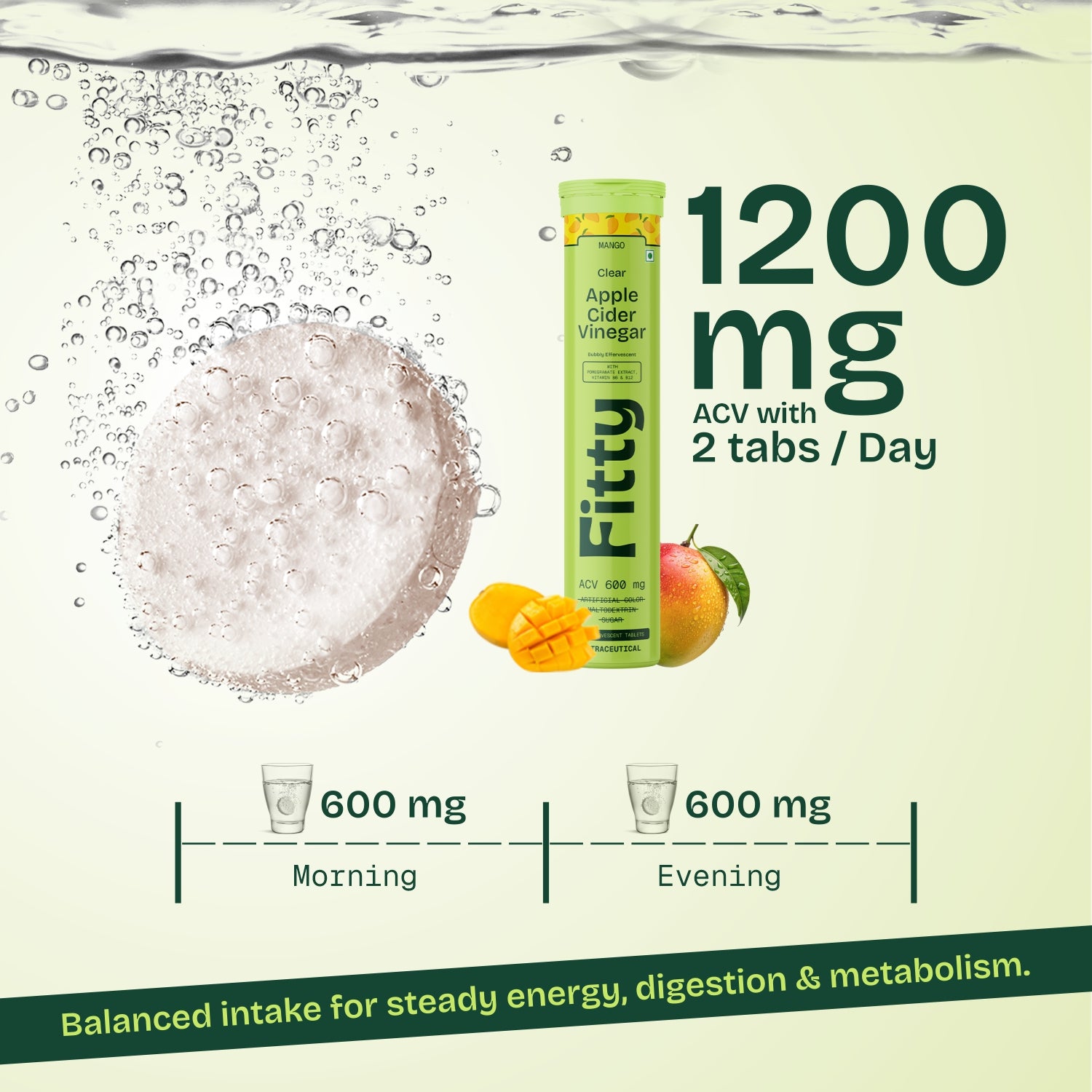 600mg Apple Cider Vinegar Fizz | Pack of 4 | FREE 1-month Diet Plan