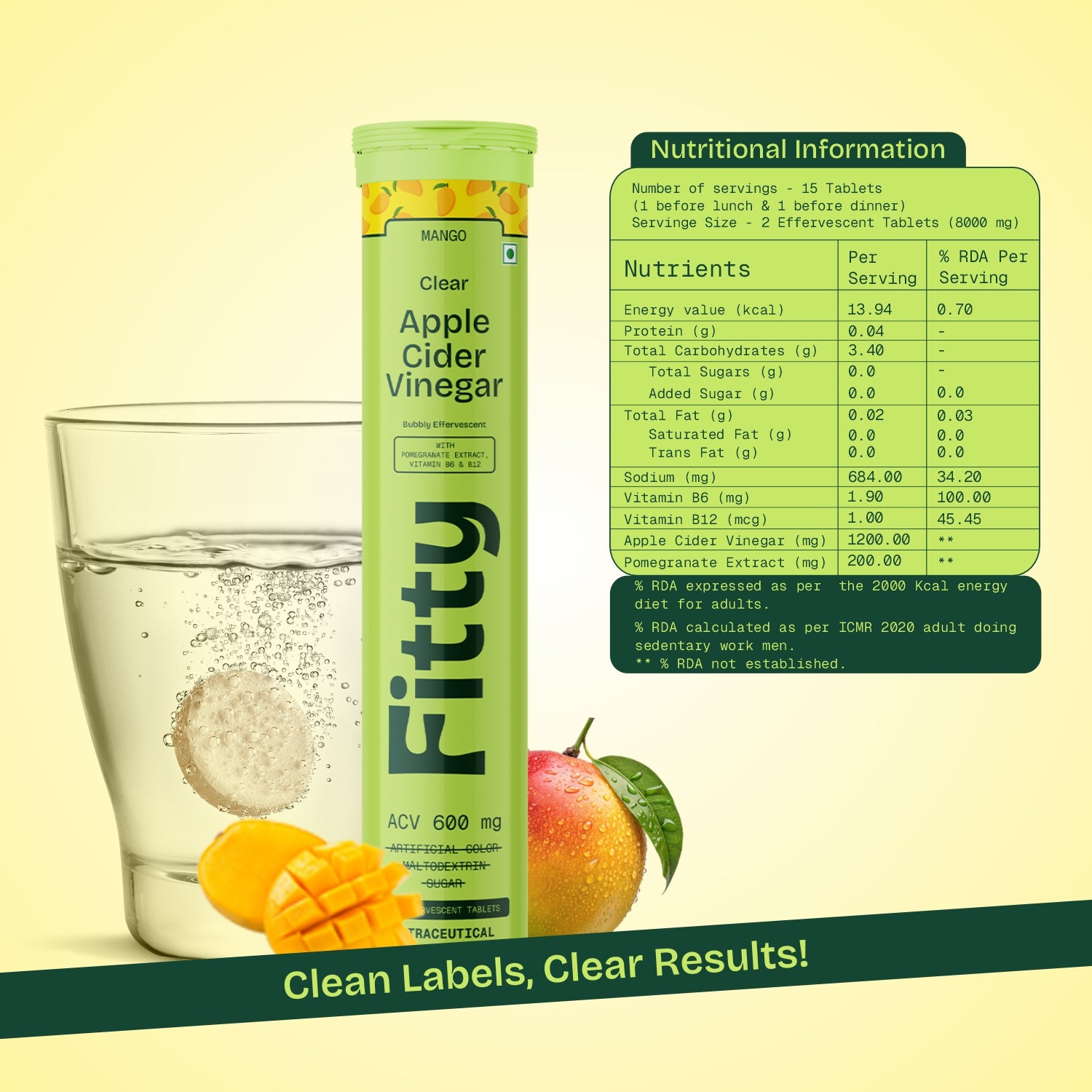 600mg Apple Cider Vinegar Fizz | Pack of 4 | FREE 1-month Diet Plan