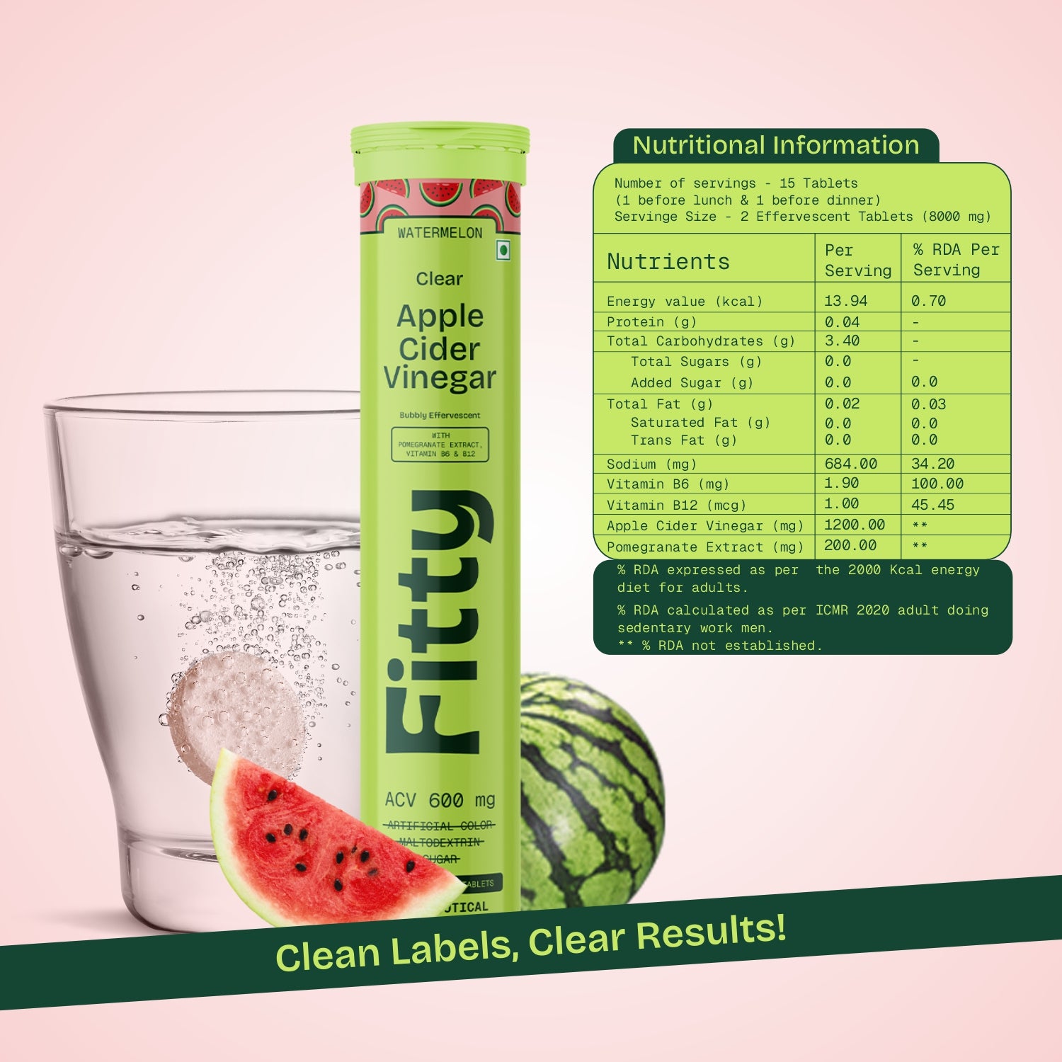 600mg Apple Cider Vinegar Fizz | Pack of 4 | FREE 1-month Diet Plan