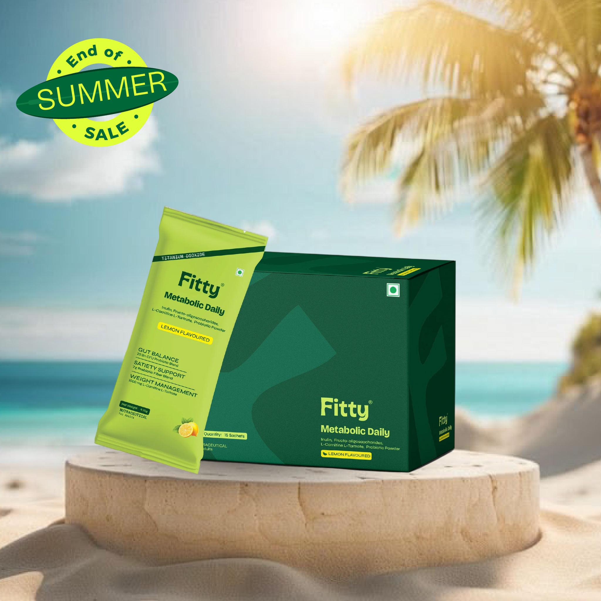 Fitty Metabolic Daily Prebiotic & Probiotic - Gut Health, Metabolism & Weight Management | 15 Sachets | FREE 1-month Diet Plan