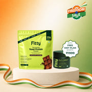 Slim Stack Combo | Fitty Fermented Yeast Protein (500 g) Chocolate + GLP-1 DAILY™  Capsule | 1 Month Combo | FREE 1-month Diet Plan