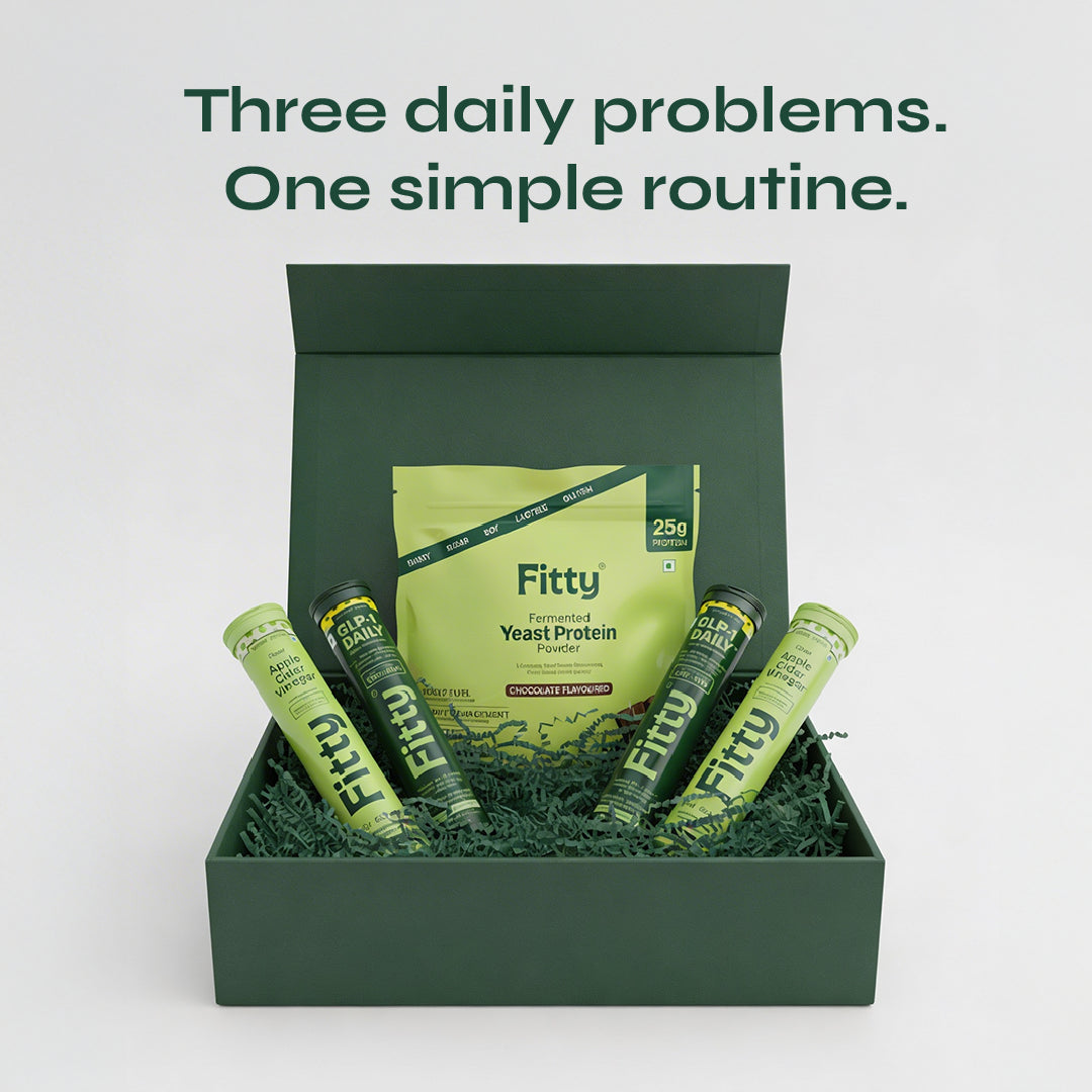 Fitty 3-Step Pro Routine Box | GLP-1 Fizz + Yeast Protein + ACV | 30-Day Starter | Personalised for You