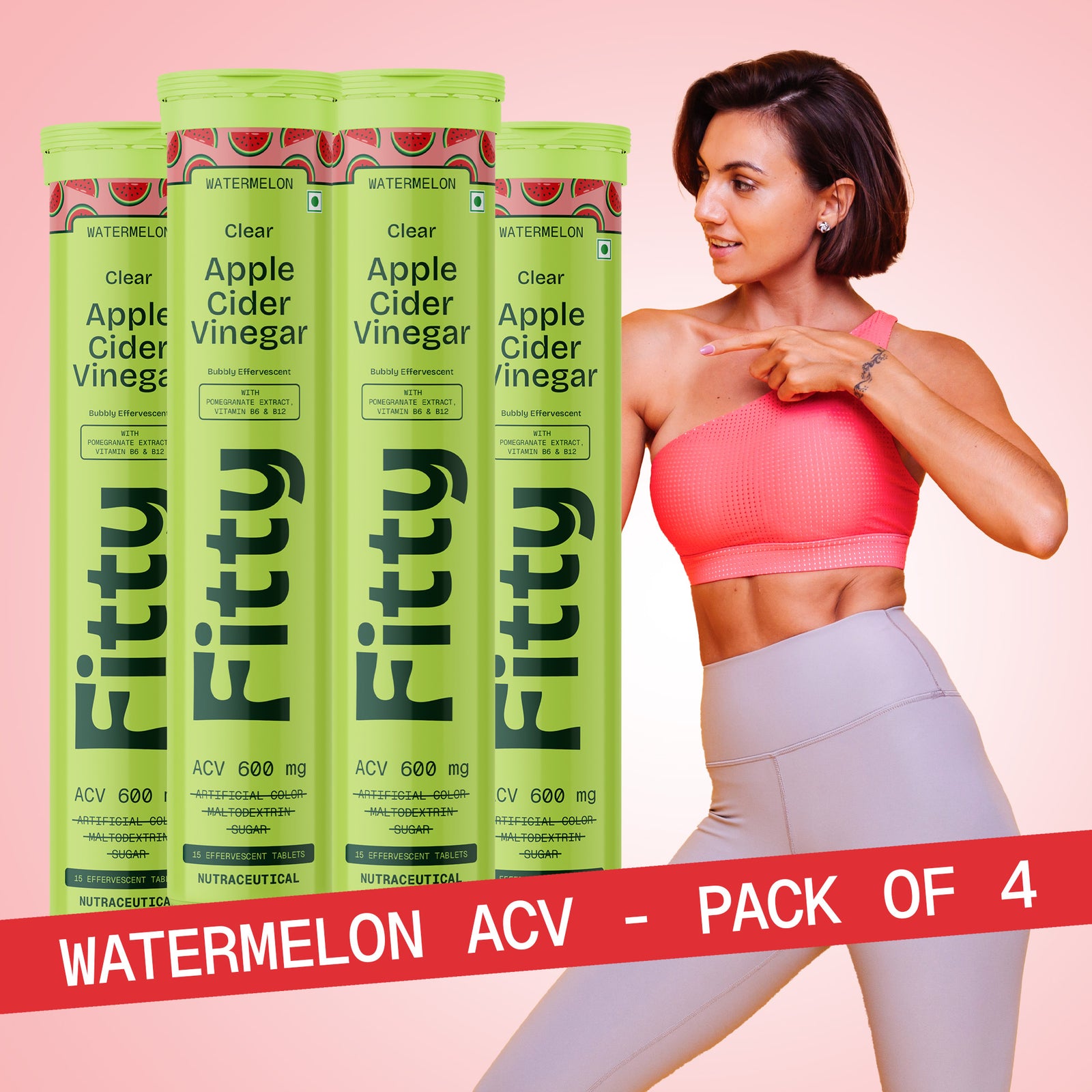 600mg Apple Cider Vinegar Fizz | Pack of 4 | FREE 1-month Diet Plan