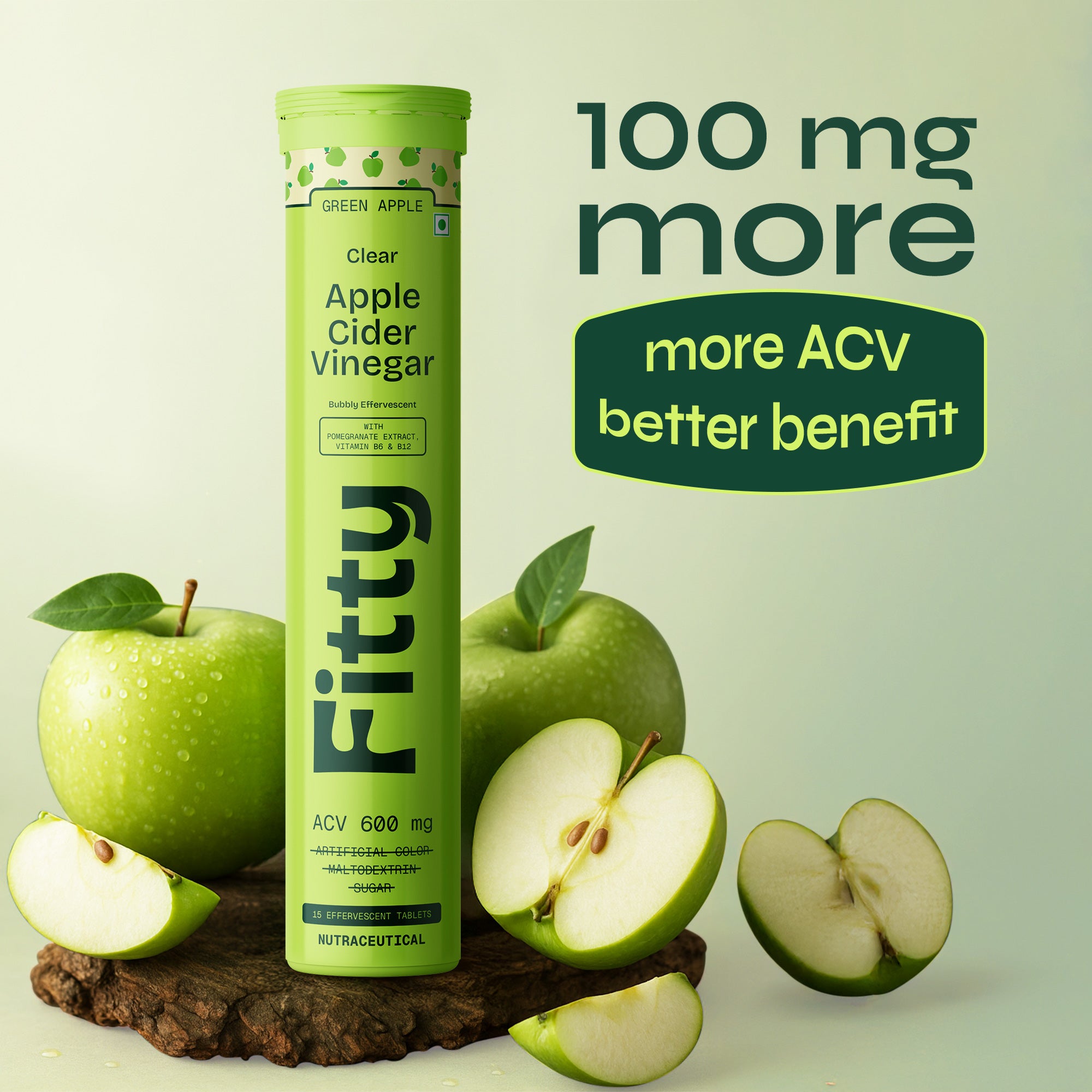 600mg Apple Cider Vinegar Fizz | Green Apple | Pack of 4
