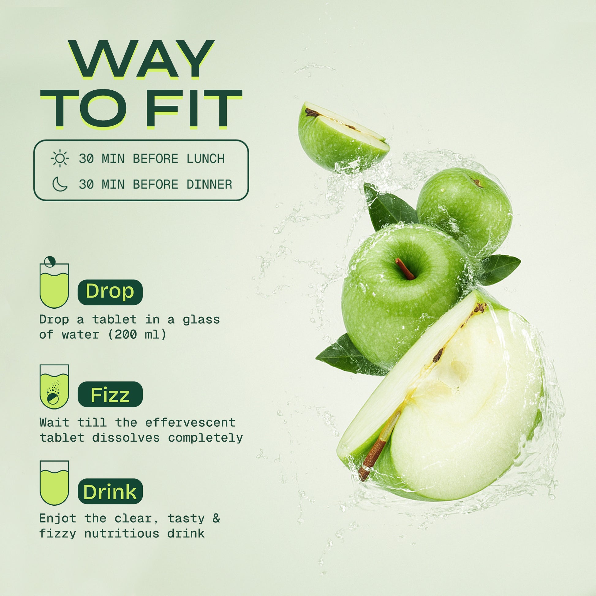 600mg Apple Cider Vinegar Fizz | Green Apple | Pack of 4