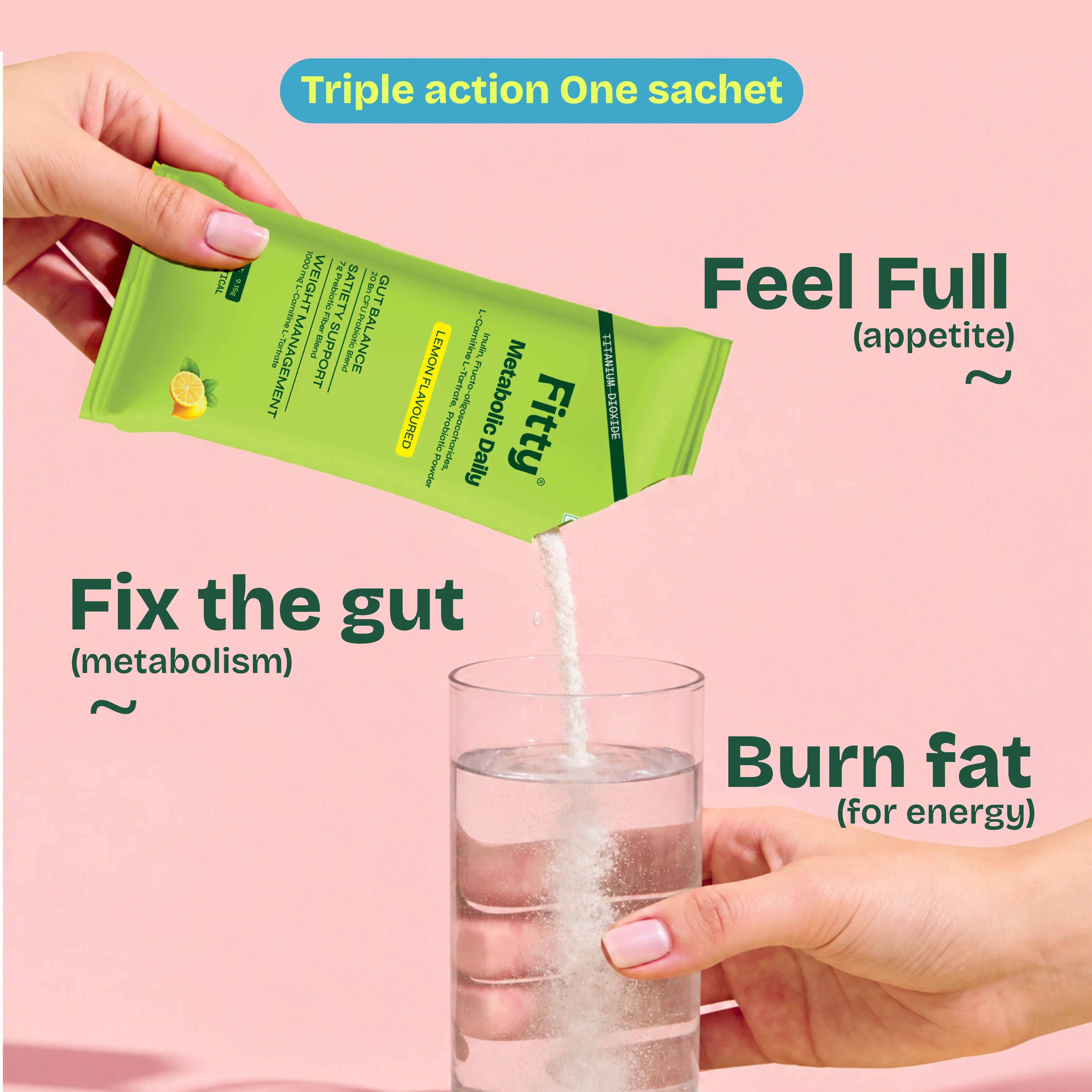 Image of Fitty Metabolic Daily Prebiotic & Probiotic - Gut Health, Metabolism & Weight Management | 15 Sachets | FREE 1-month Diet Plan