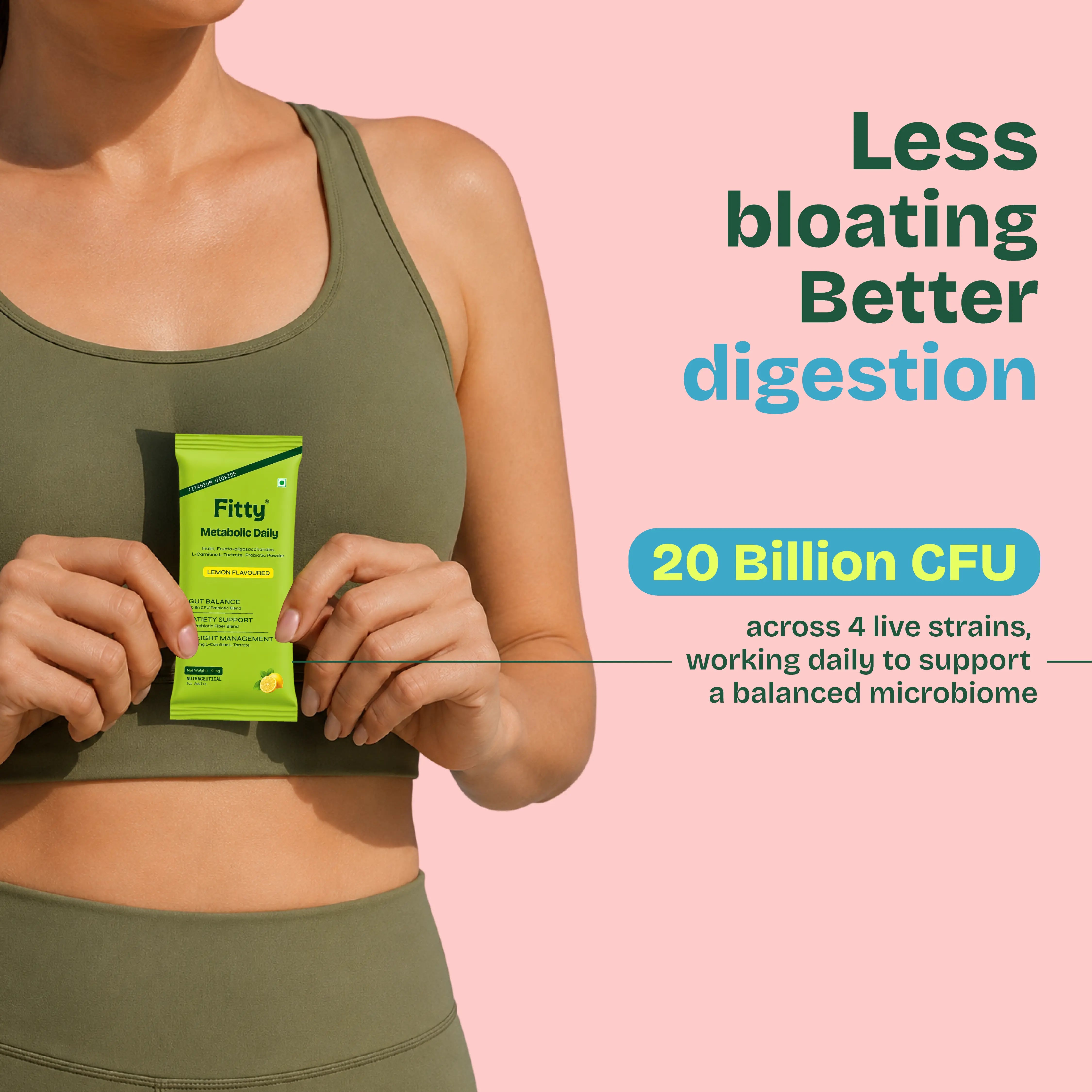 Image of Fitty Metabolic Daily Prebiotic & Probiotic - Gut Health, Metabolism & Weight Management | 15 Sachets | FREE 1-month Diet Plan