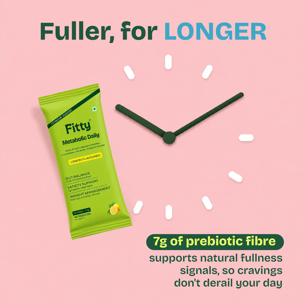 Fitty Metabolic Daily Prebiotic & Probiotic - Gut Health, Metabolism & Weight Management | 15 Sachets | FREE 1-month Diet Plan