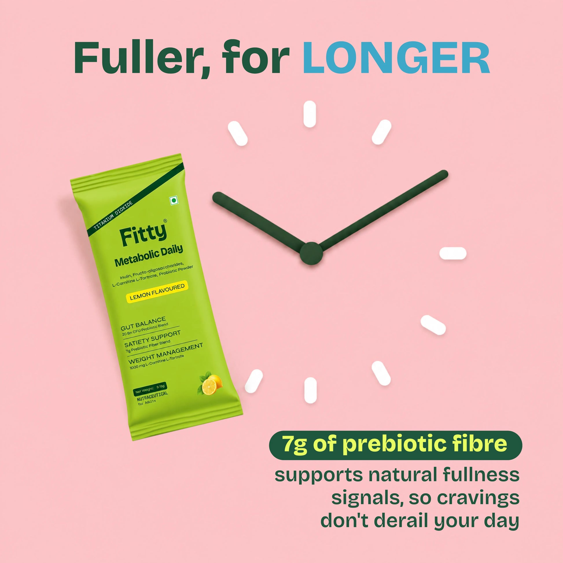 Fitty Metabolic Daily Prebiotic & Probiotic - Gut Health, Metabolism & Weight Management | 15 Sachets | FREE 1-month Diet Plan