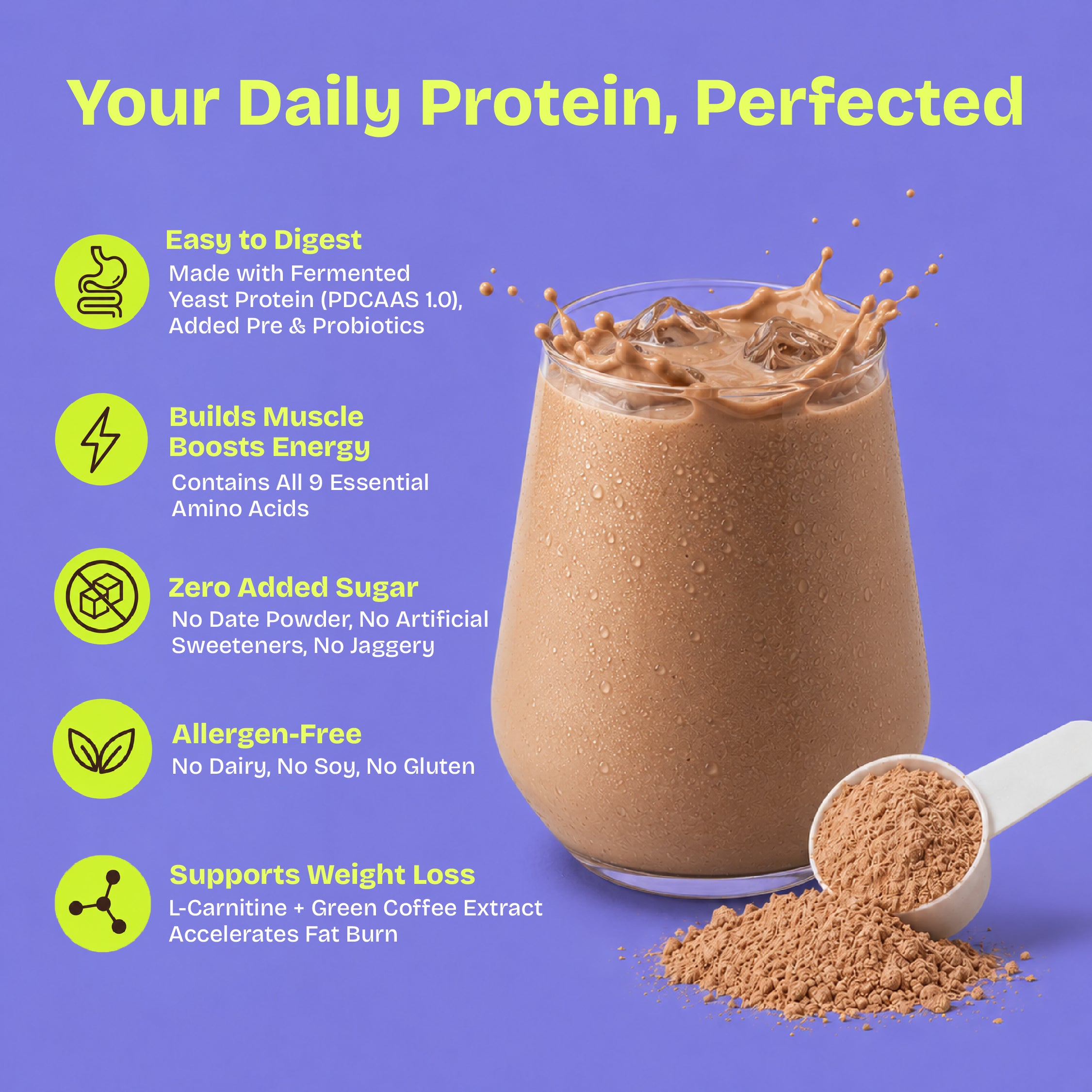 Image of Fitty Fermented Yeast Protein | 25g Protein | 8 Supplements | Vitamin B12, D3, K2 (100% RDA) | Chocolate (500 g) Sale