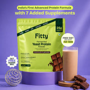 Fitty Fermented Yeast Protein | Freedom Sale | 25g Protein | 7 Added Supplements | Vitamin B12, D3, K2 (100% RDA) | Chocolate (500 g)